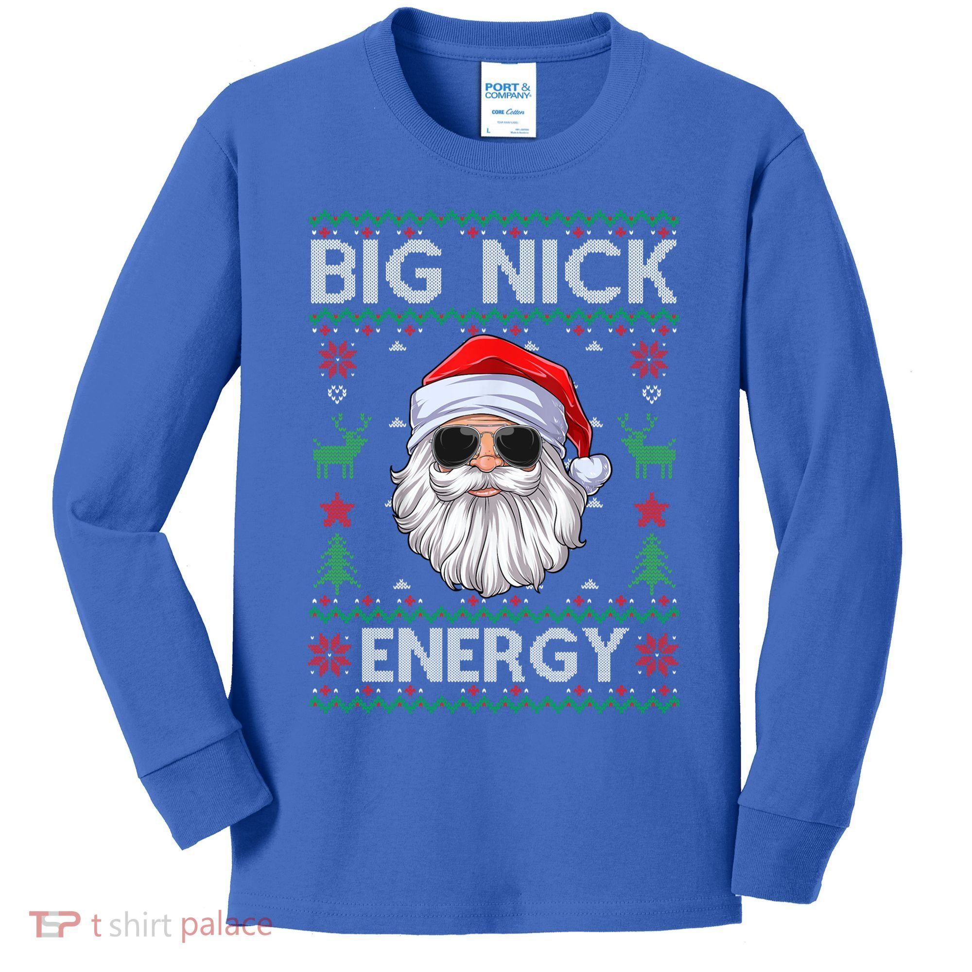 Big Nick Energy Santa Claus Ugly Christmas Sweater Gift Kids Long Sleeve Shirt