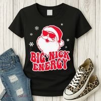 Big Nick Energy Shirt Christmas Reindeer Tshirt Cute Xmas Women's T-Shirt thumb 3