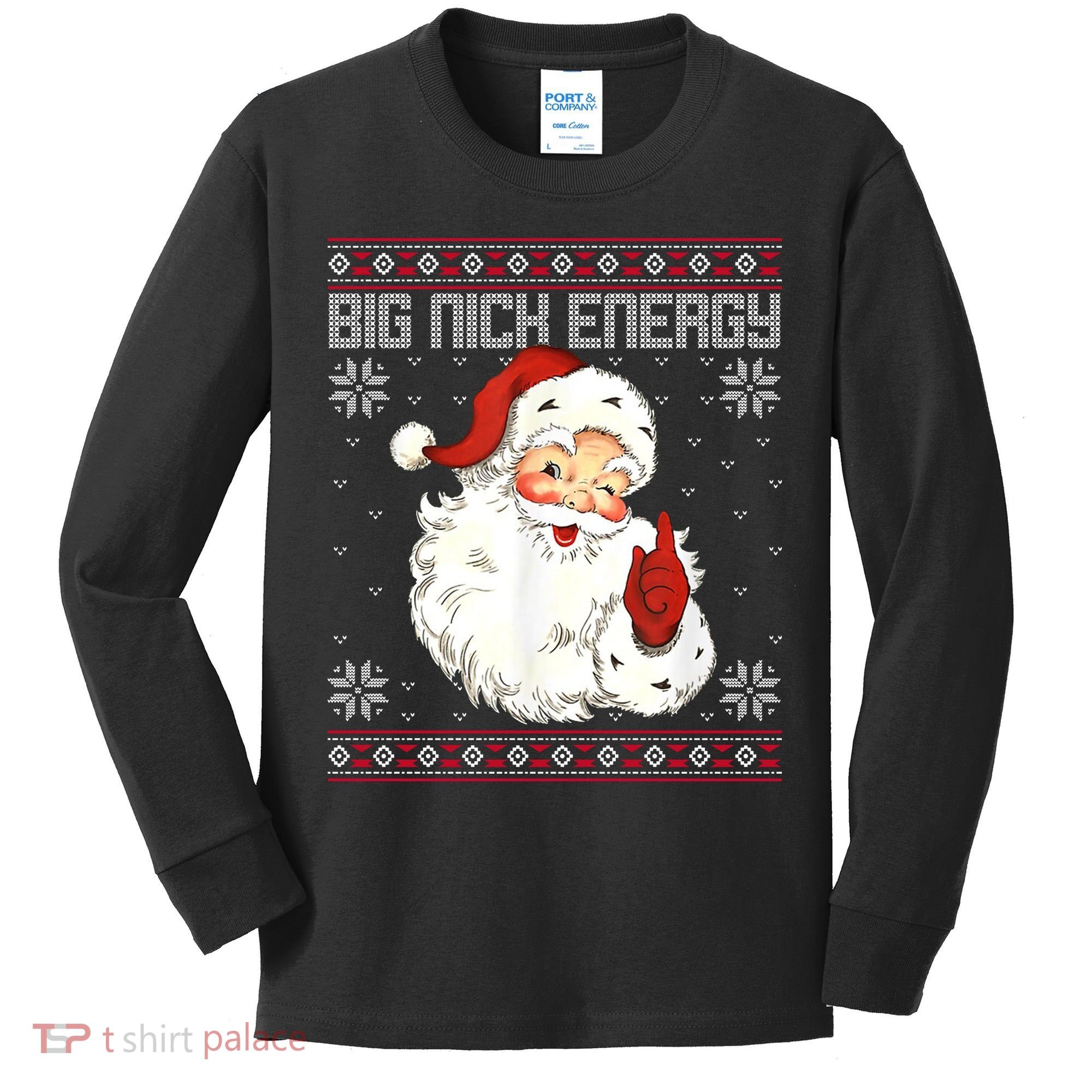 Big Nick Energy Santa Claus Holiday Kids Long Sleeve Shirt
