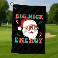 Big Nick Energy Santa Claus Funny Christmas Golf Towel thumb 1