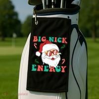 Big Nick Energy Santa Claus Funny Christmas Golf Towel thumb 2