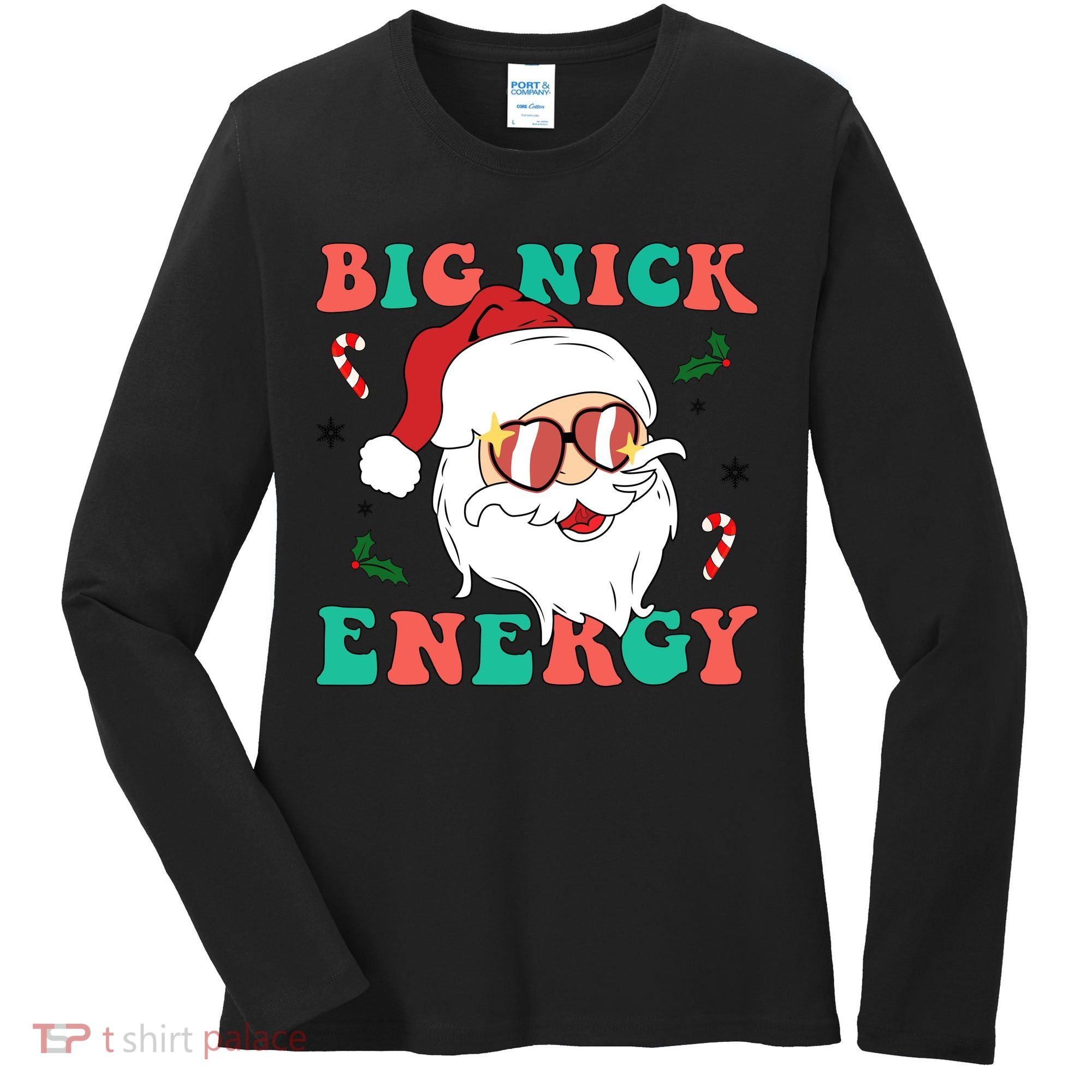 Big Nick Energy Santa Claus Funny Christmas Women's Long Sleeve Shirt