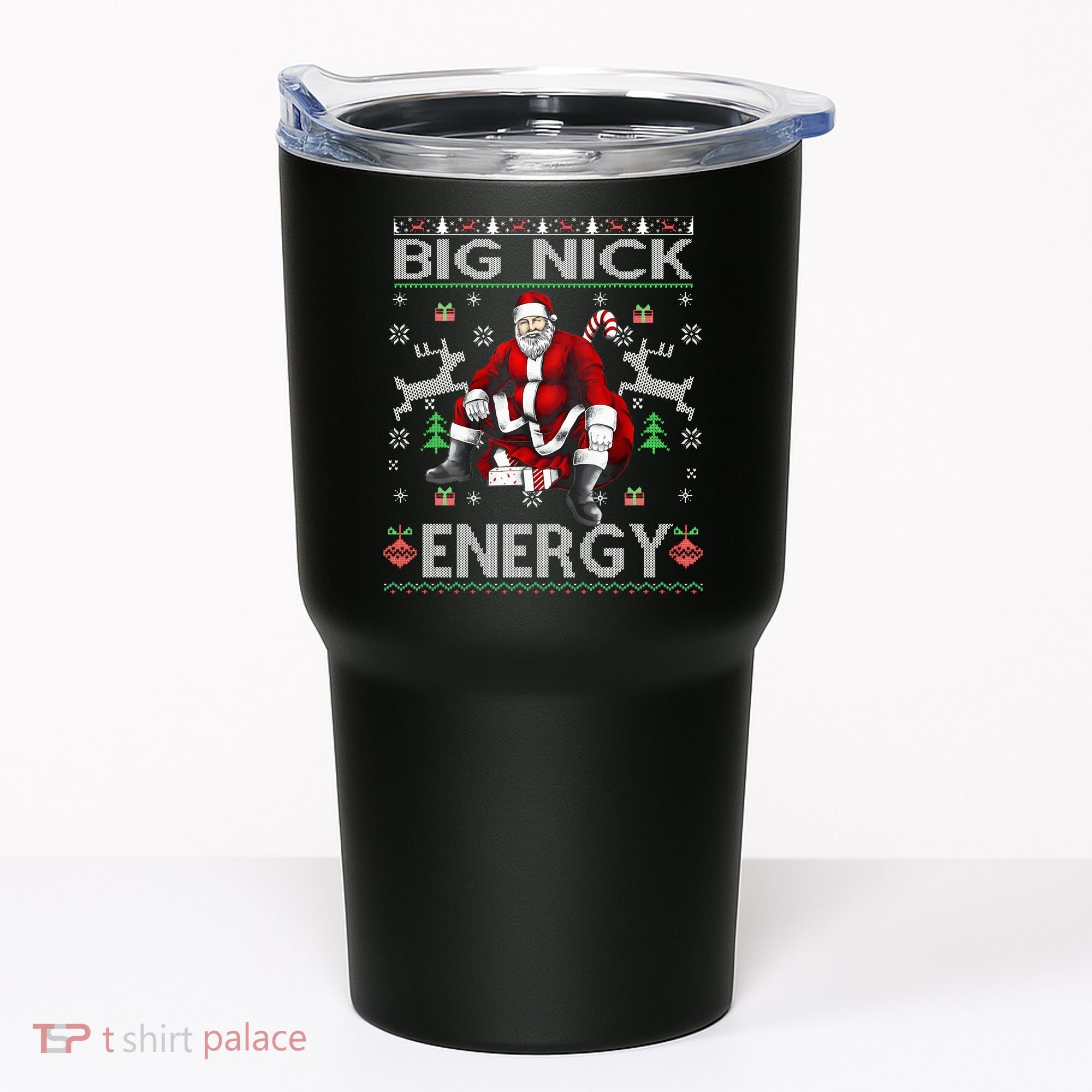 Big Nick Energy Santa Christmas Ugly Sweater Tumbler
