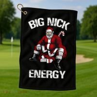 Big Nick Energy Funny Santa Christmas Golf Towel thumb 1