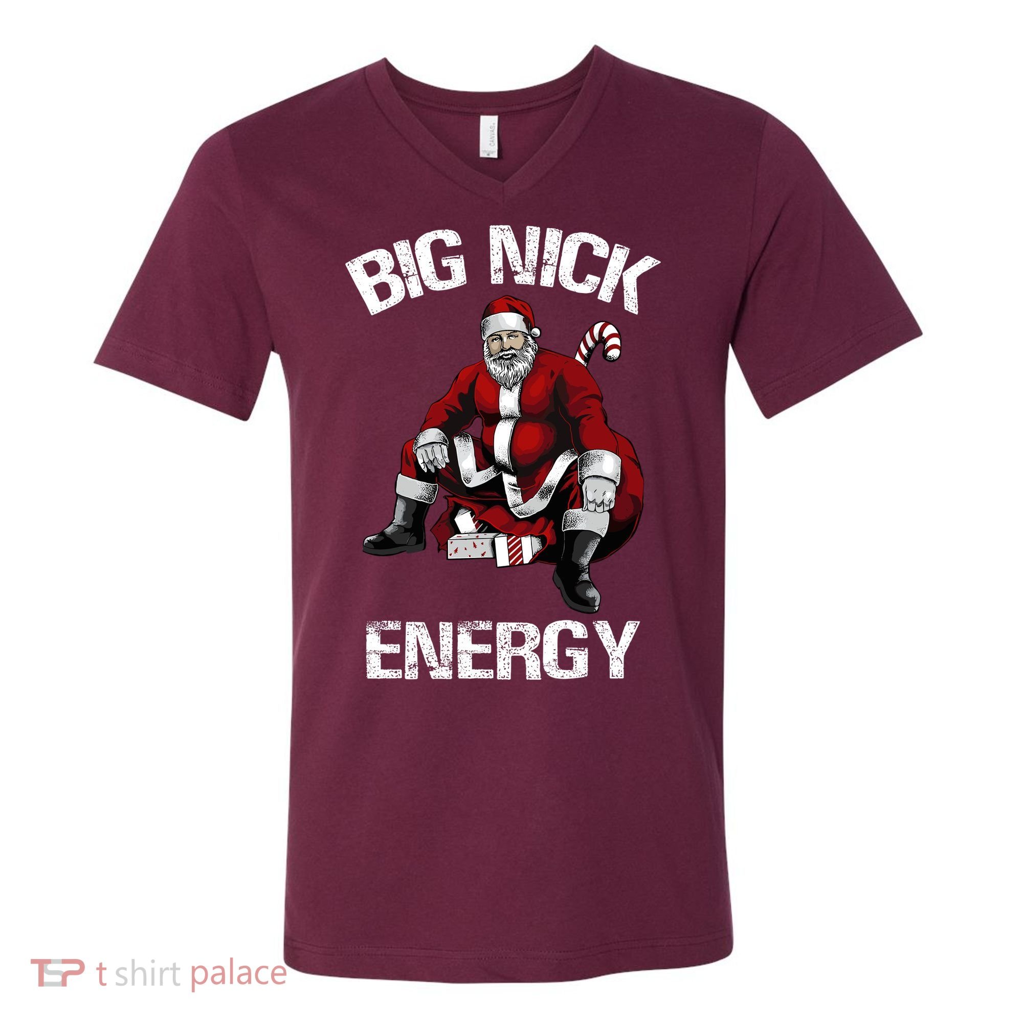 Big Nick Energy Funny Santa Christmas V-Neck T-Shirt