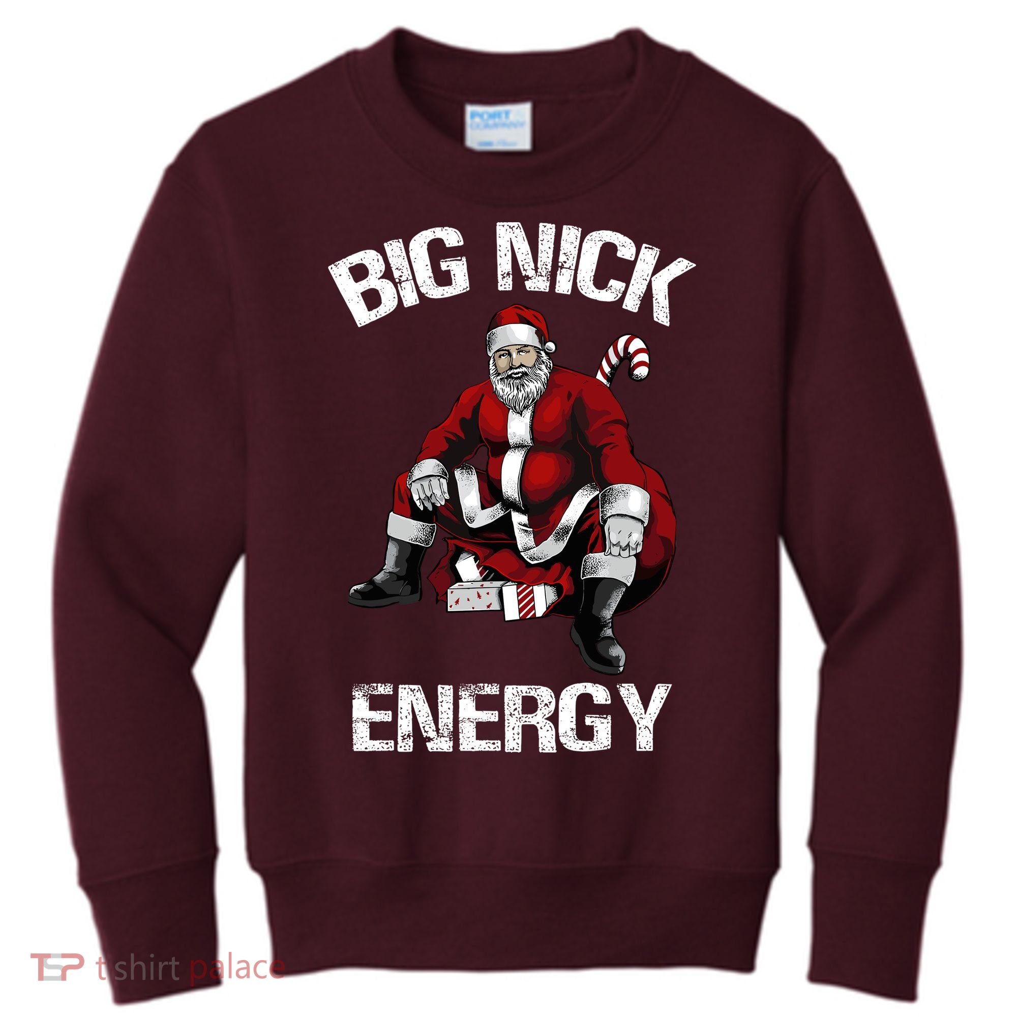 Big Nick Energy Funny Santa Christmas Kids Sweatshirt