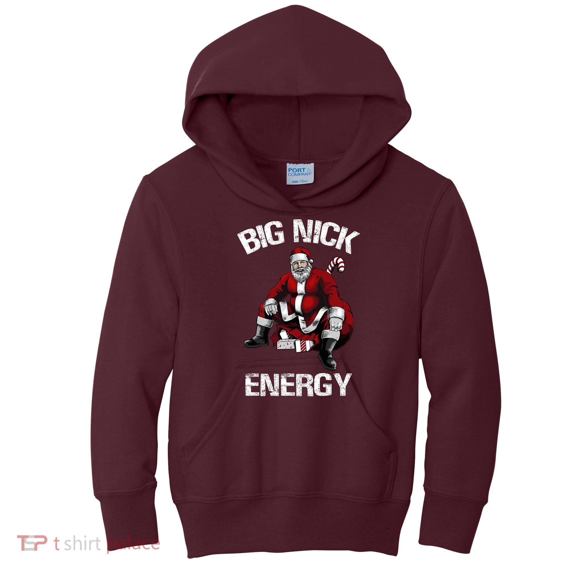 Big Nick Energy Funny Santa Christmas Kids Hoodie