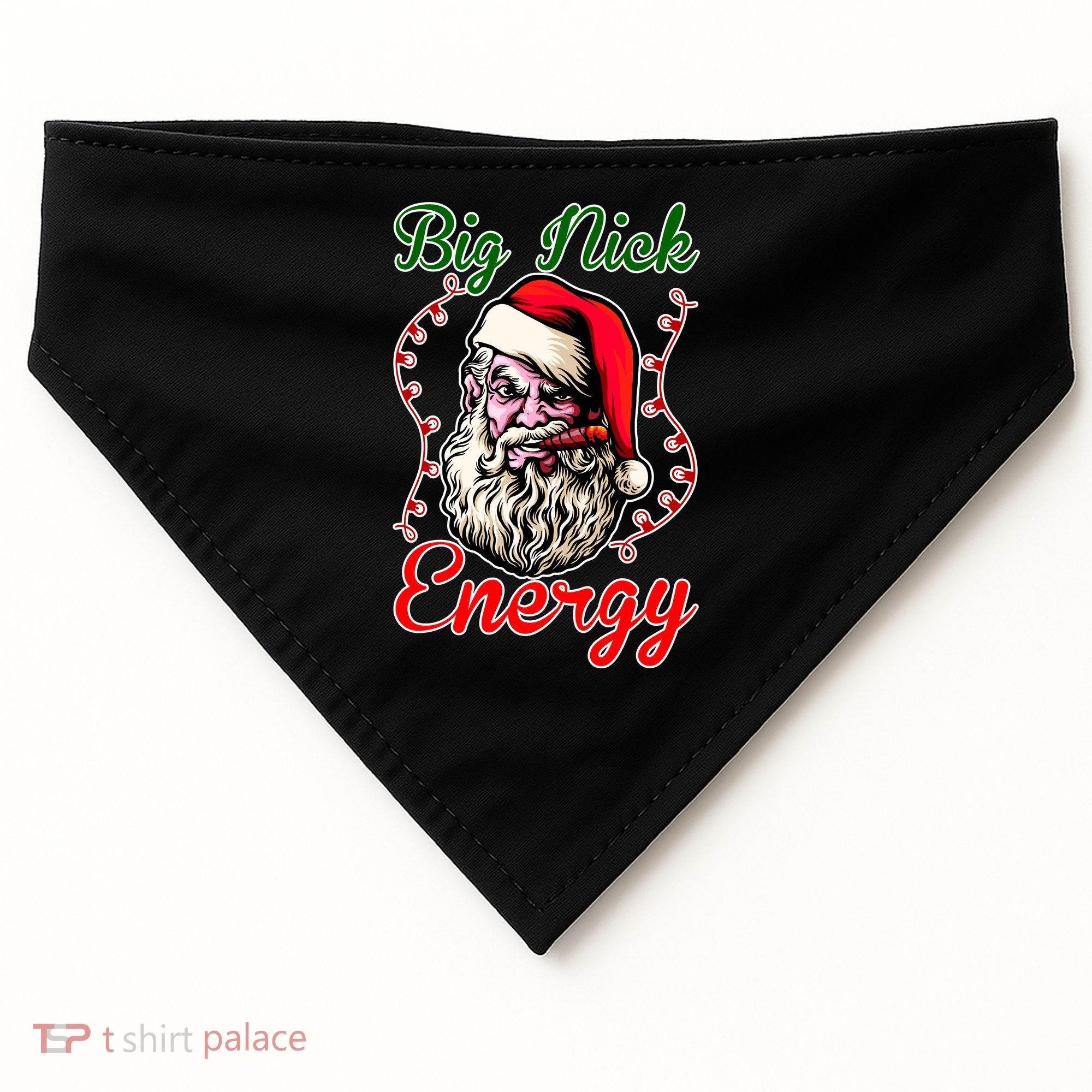Big Nick Energy Santa Claus Smokin St. Nick Christmas USA-Made Doggie Bandana