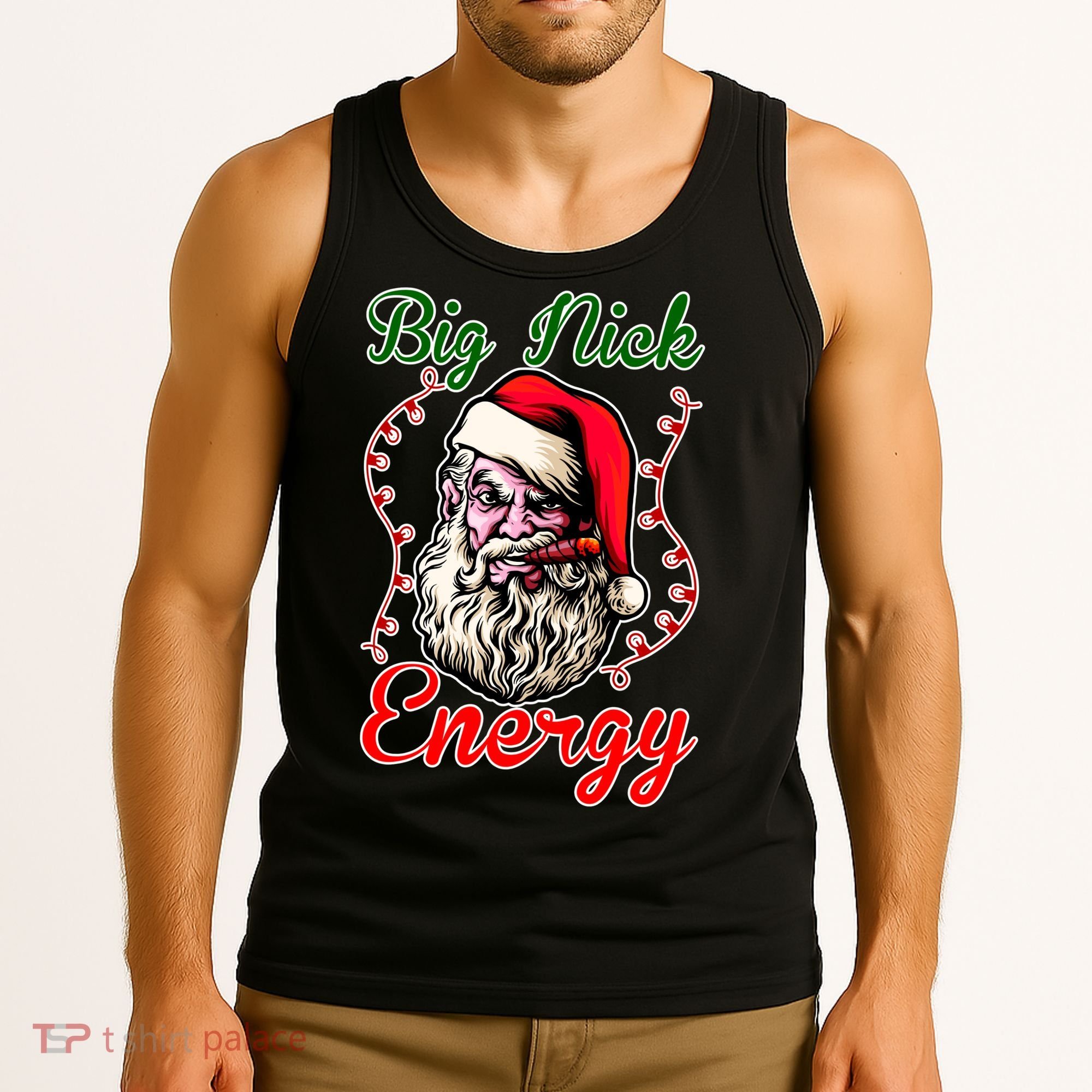 Big Nick Energy Santa Claus Smokin St. Nick Christmas Tank Top