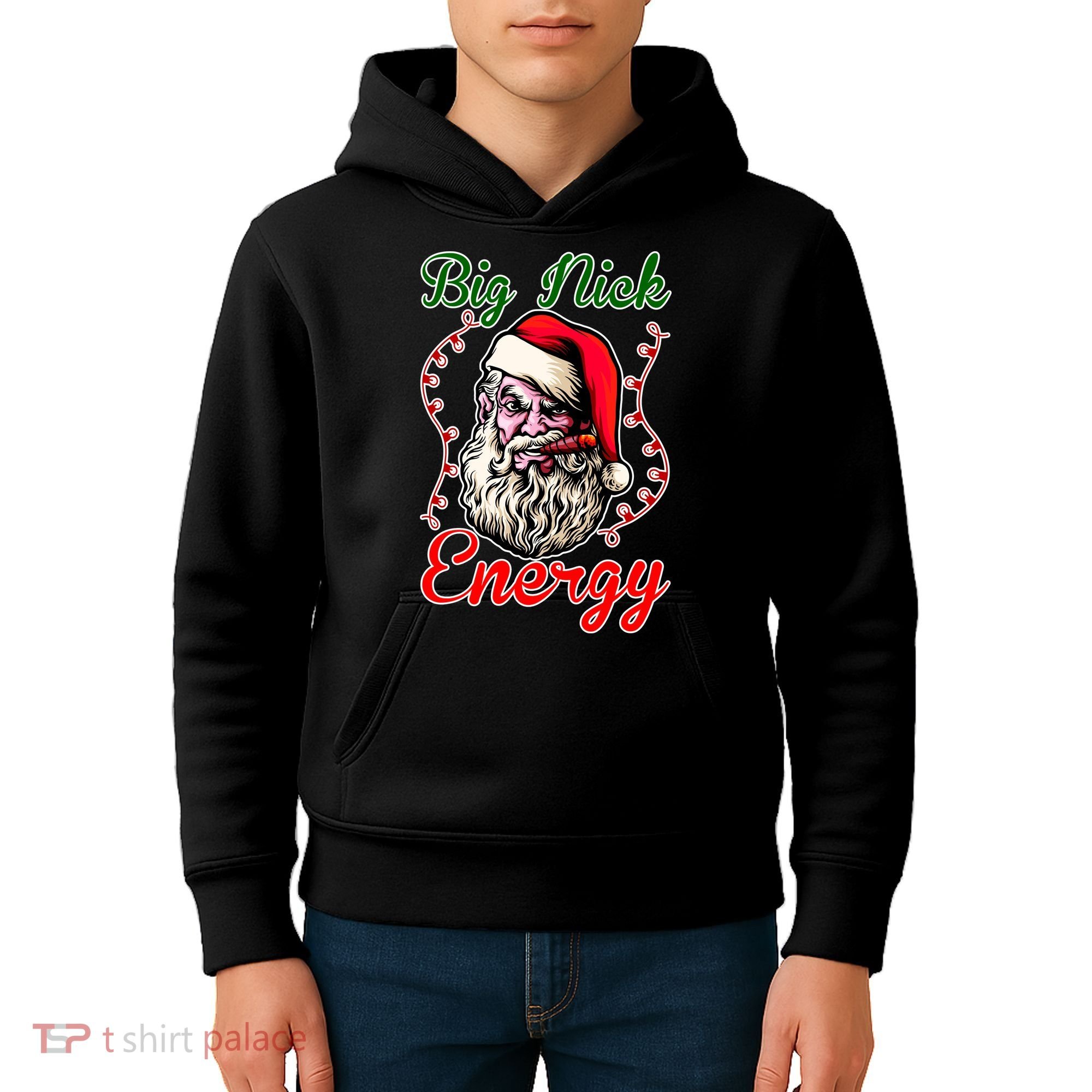 Big Nick Energy Santa Claus Smokin St. Nick Christmas Kids Hoodie
