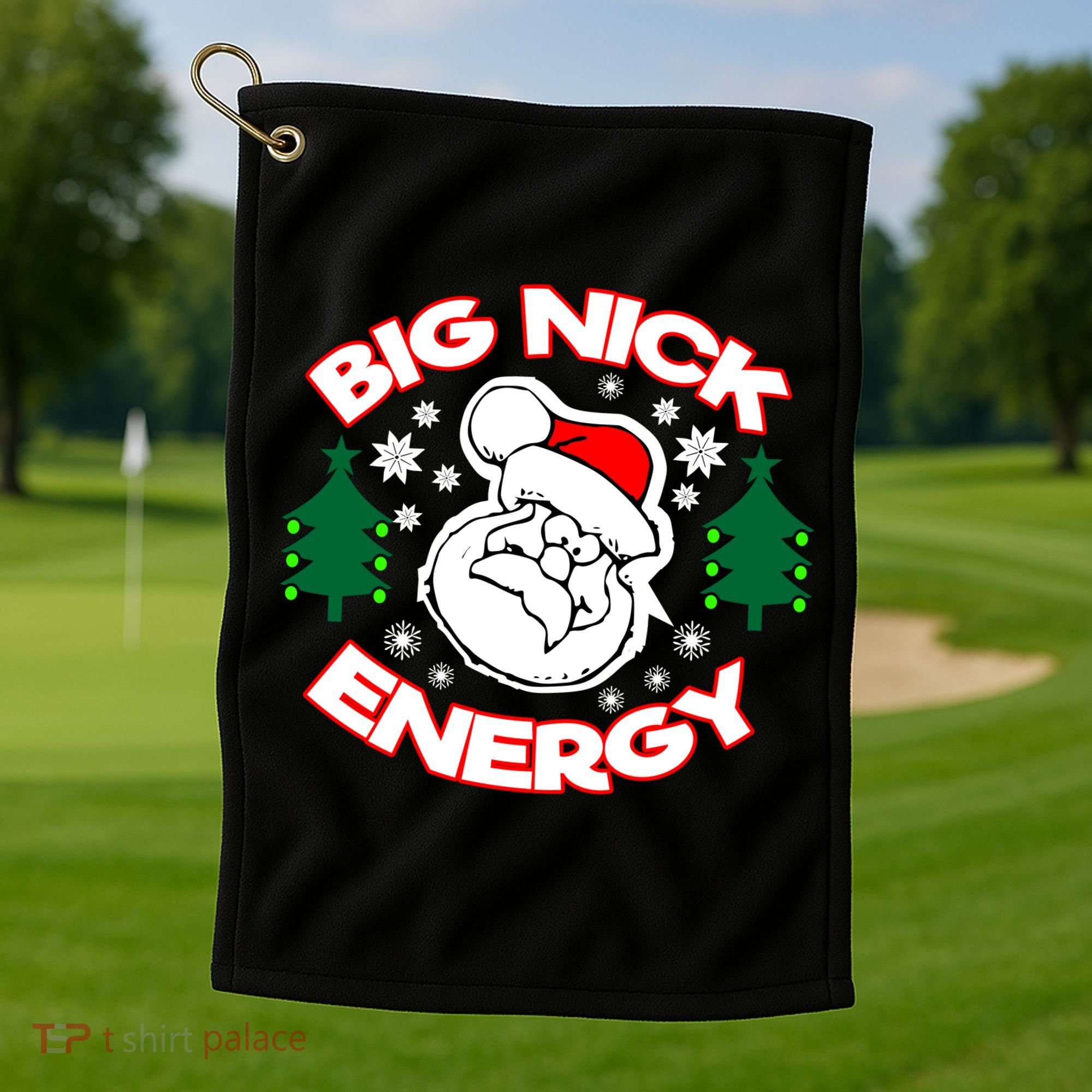 Big Nick Energy Santa Claus Snowflake Christmas Golf Towel