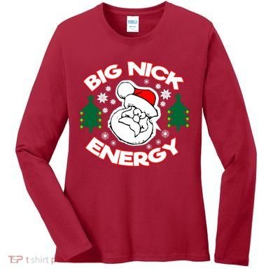 Big Nick Energy Santa Claus Snowflake Christmas Women's Long Sleeve Shirt