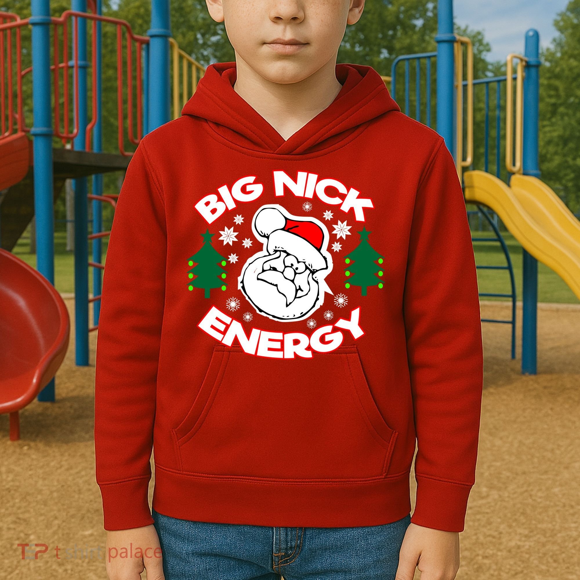 Big Nick Energy Santa Claus Snowflake Christmas Kids Hoodie