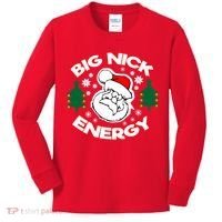 Big Nick Energy Santa Claus Snowflake Christmas Kids Long Sleeve Shirt thumb 0