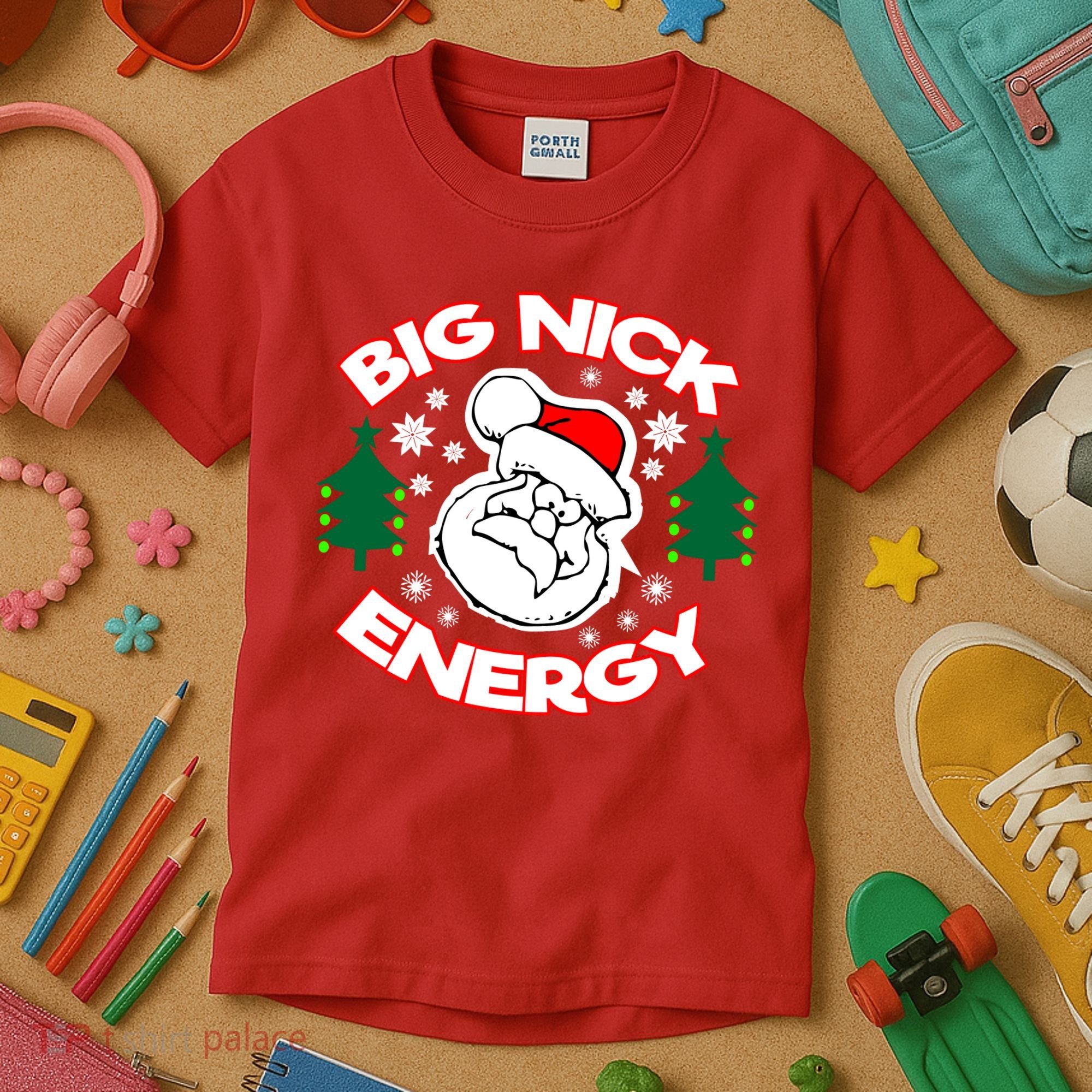 Big Nick Energy Santa Claus Snowflake Christmas Kids T-Shirt