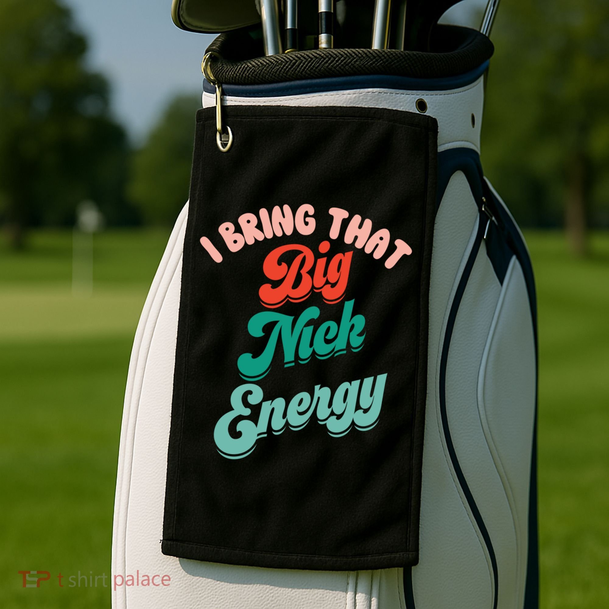 Big Nick Energy Santa Xmas Funny Christmas Retro Cool Gift Golf Towel