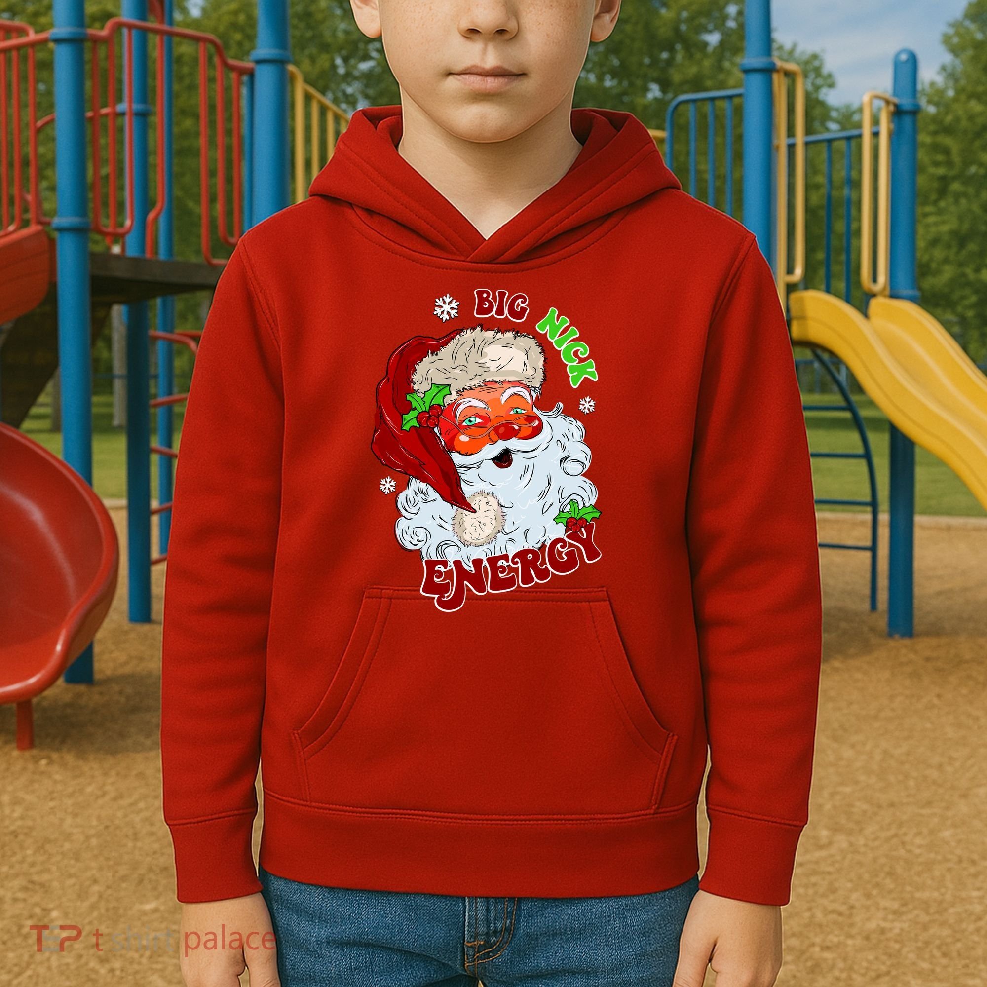 Big Nick Energy Classic Santa Claus Christmas Kids Hoodie