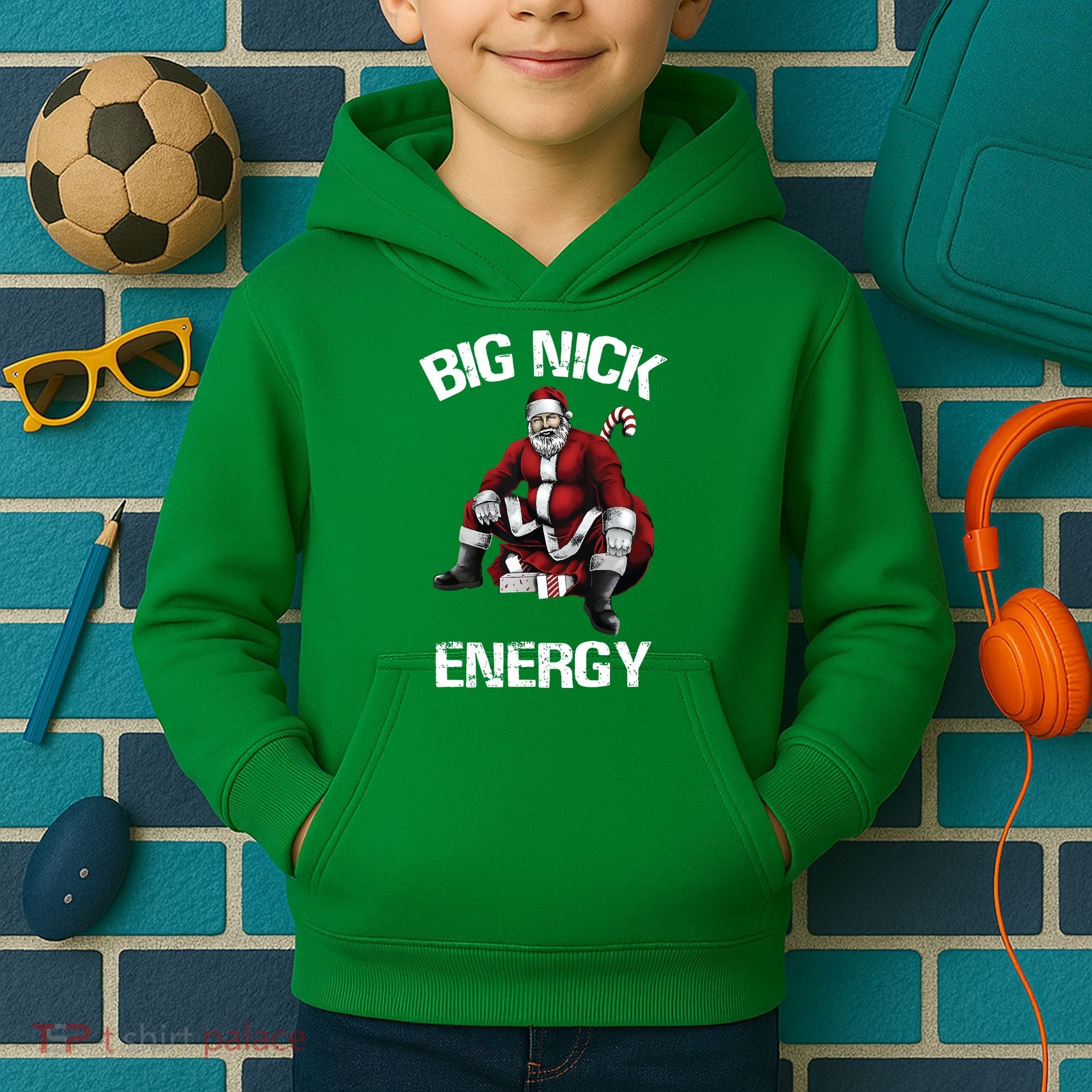Big Nick Energy Santa Christmas Kids Hoodie