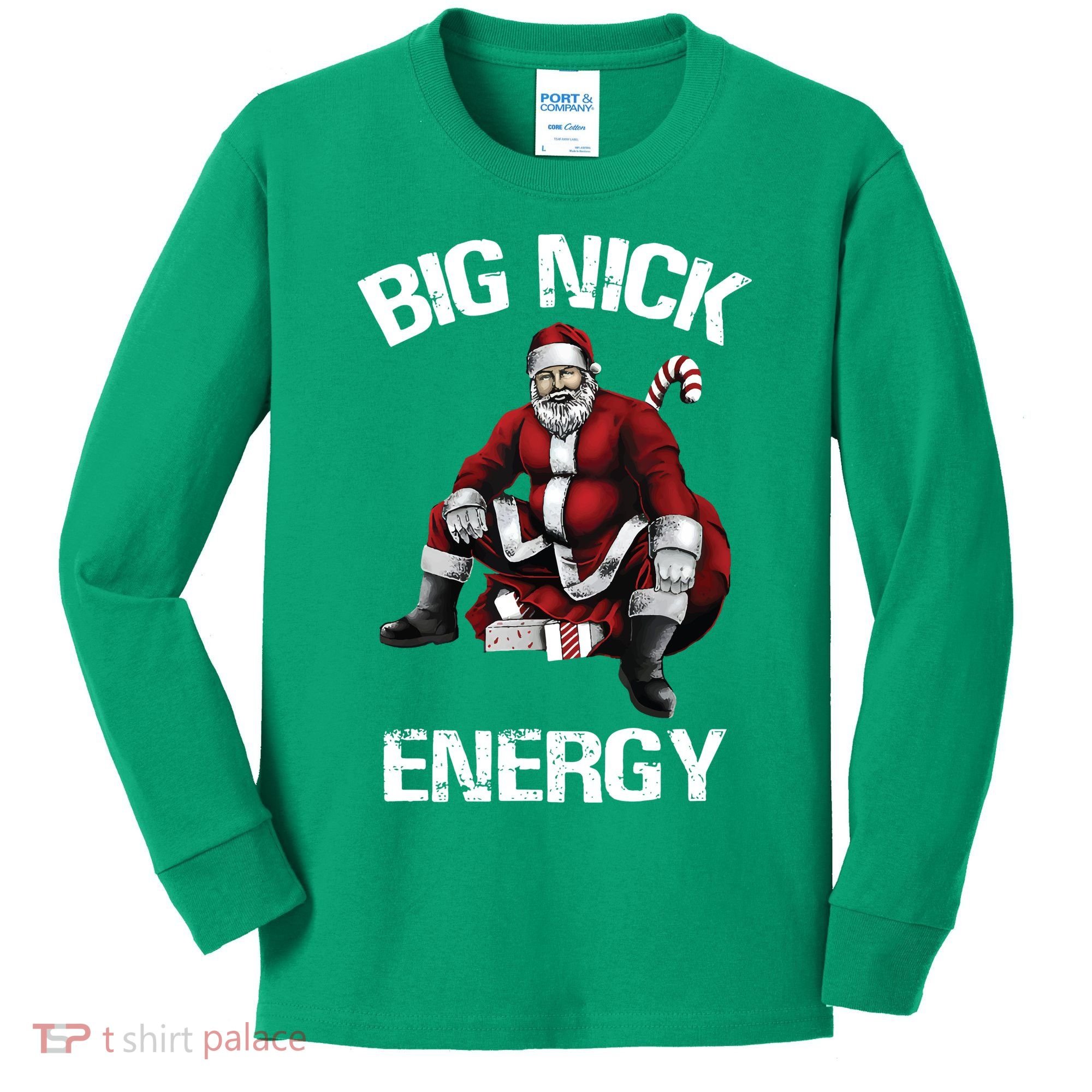 Big Nick Energy Santa Christmas Kids Long Sleeve Shirt