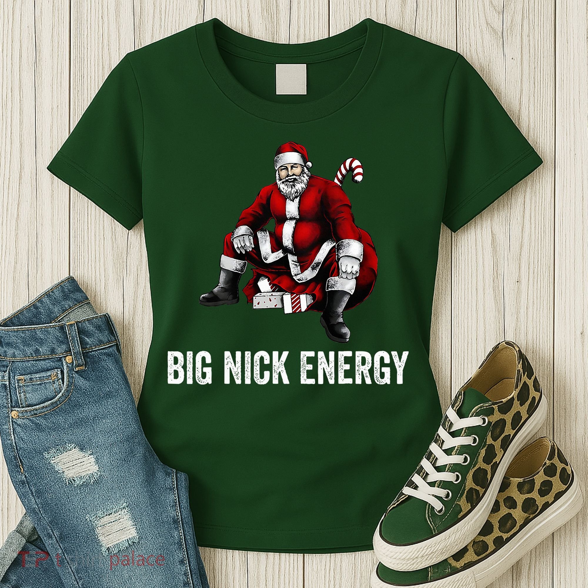 Big Nick Energy Funny Santa Christmas Women's T-Shirt