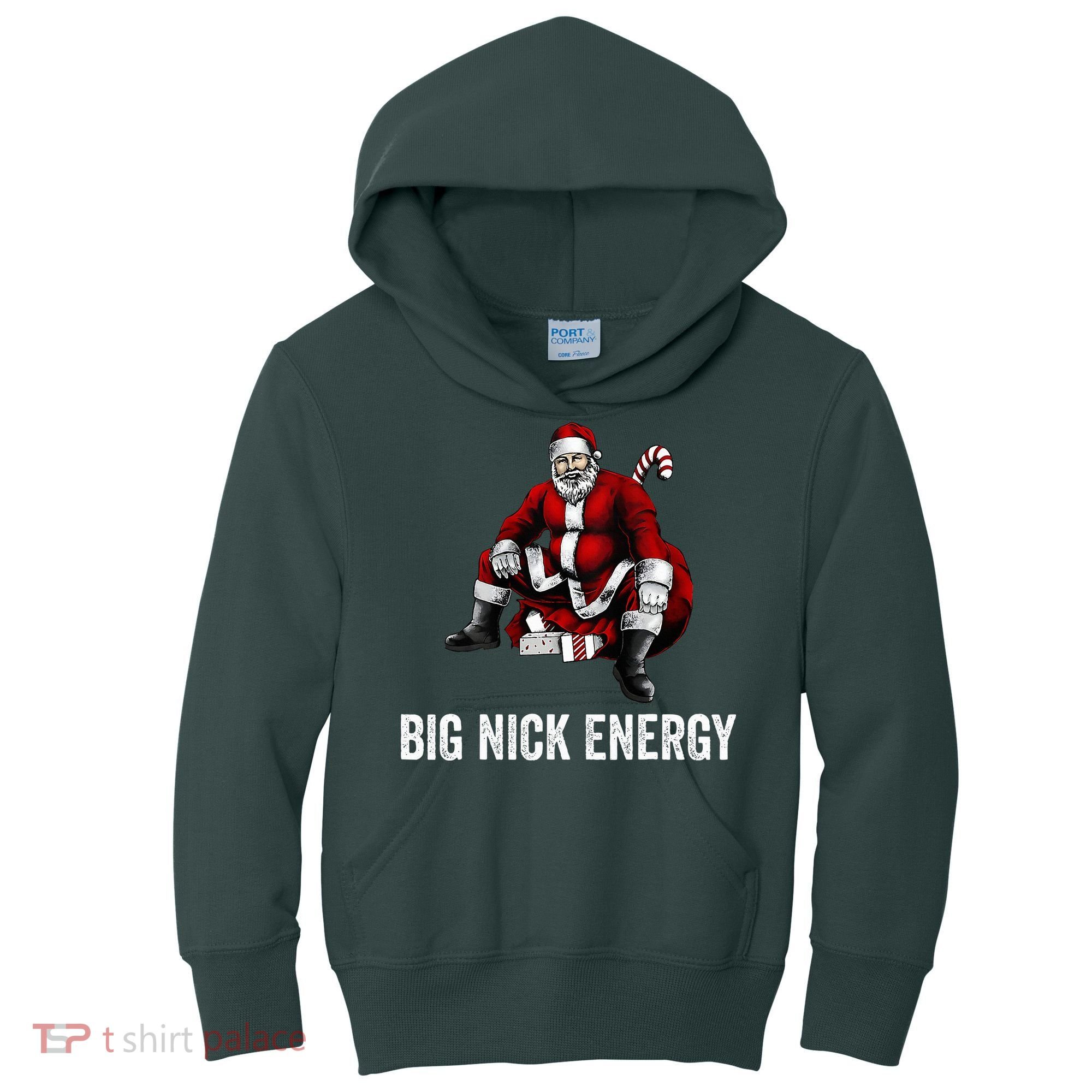 Big Nick Energy Funny Santa Christmas Kids Hoodie