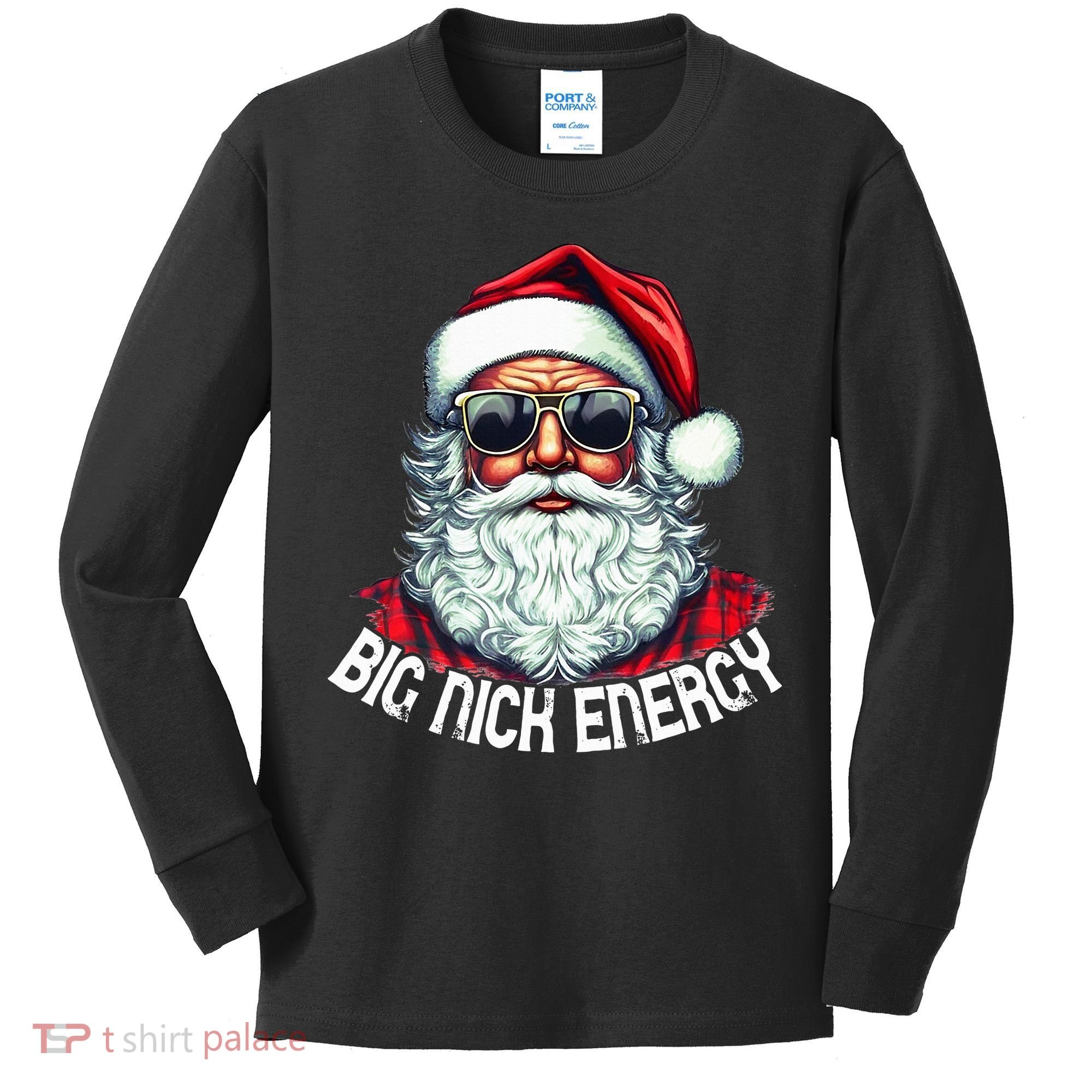 Big Nick Energy Funny Santa Christmas (1) Kids Long Sleeve Shirt