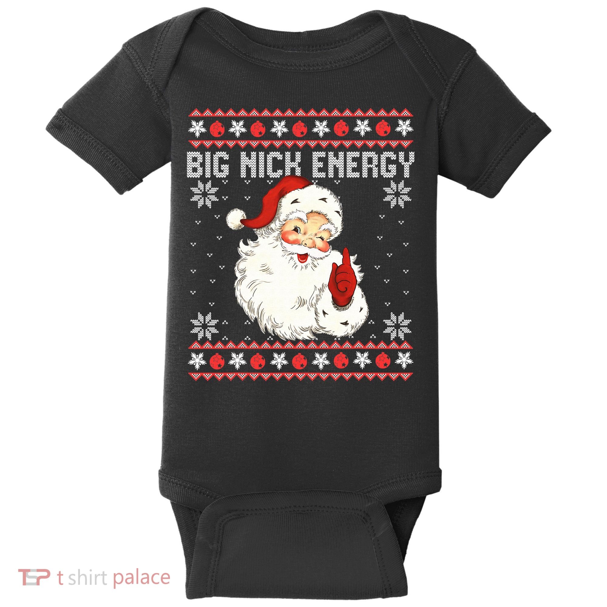 Big Nick Energy Santa Ugly Christmas Sweater  Baby Bodysuit