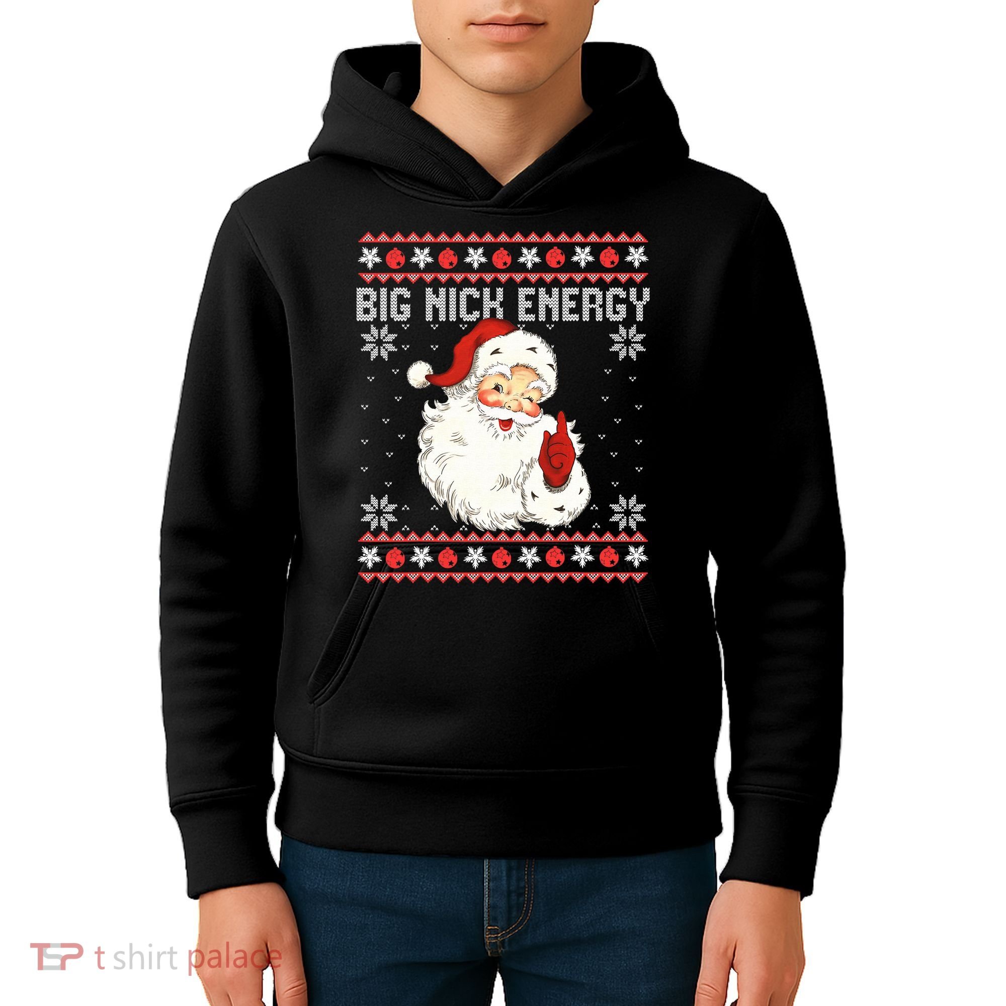 Big Nick Energy Santa Ugly Christmas Sweater  Kids Hoodie