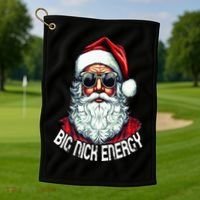 Big Nick Energy Funny Santa Christmas Golf Towel thumb 1