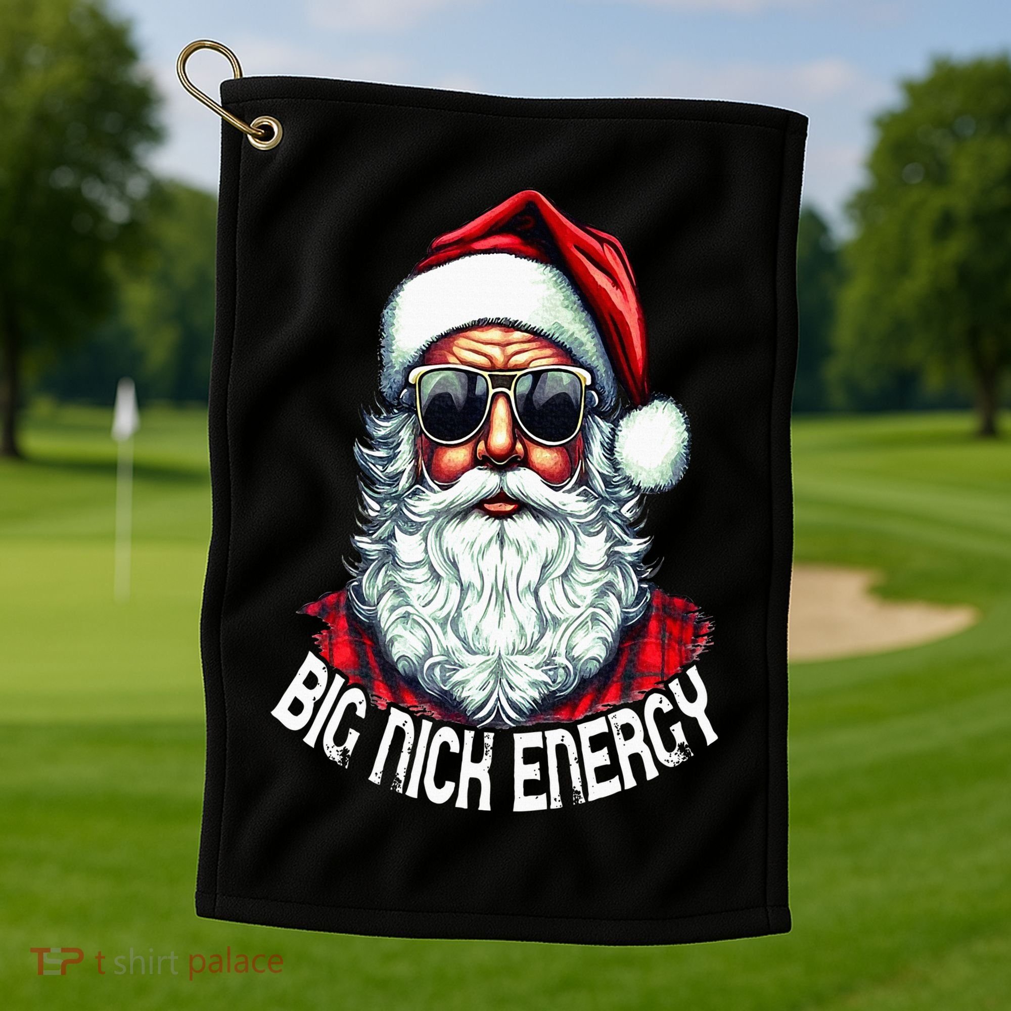 Big Nick Energy Funny Santa Christmas Golf Towel