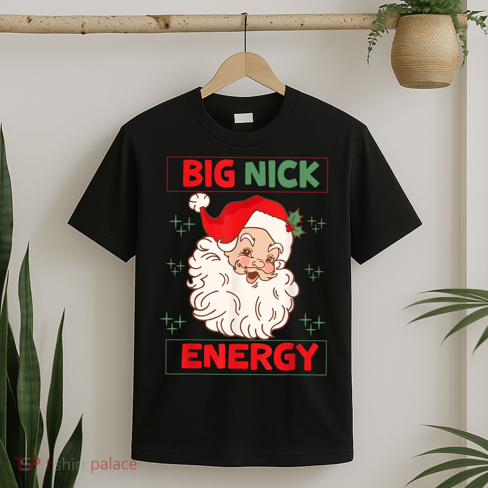 Big Nick Energy Retro Santa Claus Funny Xmas Christmas T-Shirt