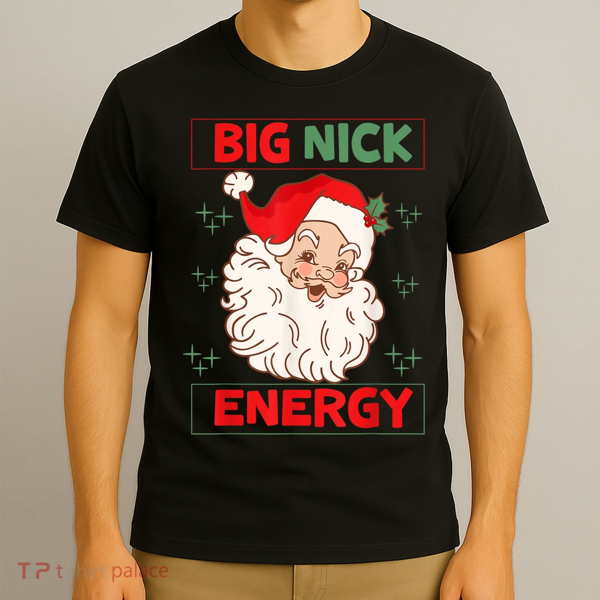 Big Nick Energy Retro Santa Claus Funny Xmas Christmas T-Shirt