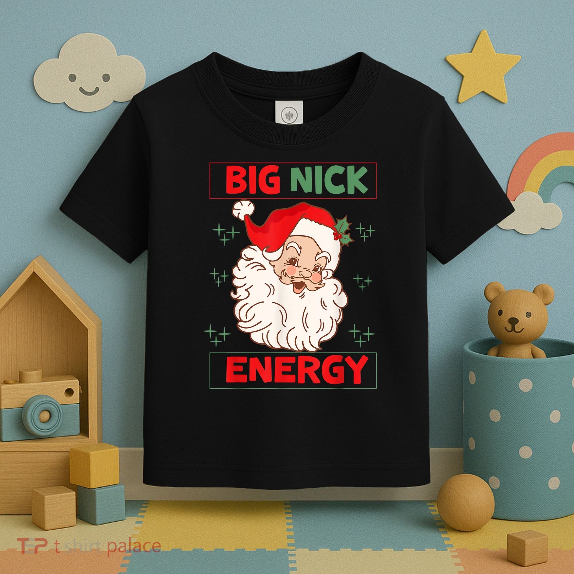 Big Nick Energy Retro Santa Claus Funny Xmas Christmas Toddler T-Shirt