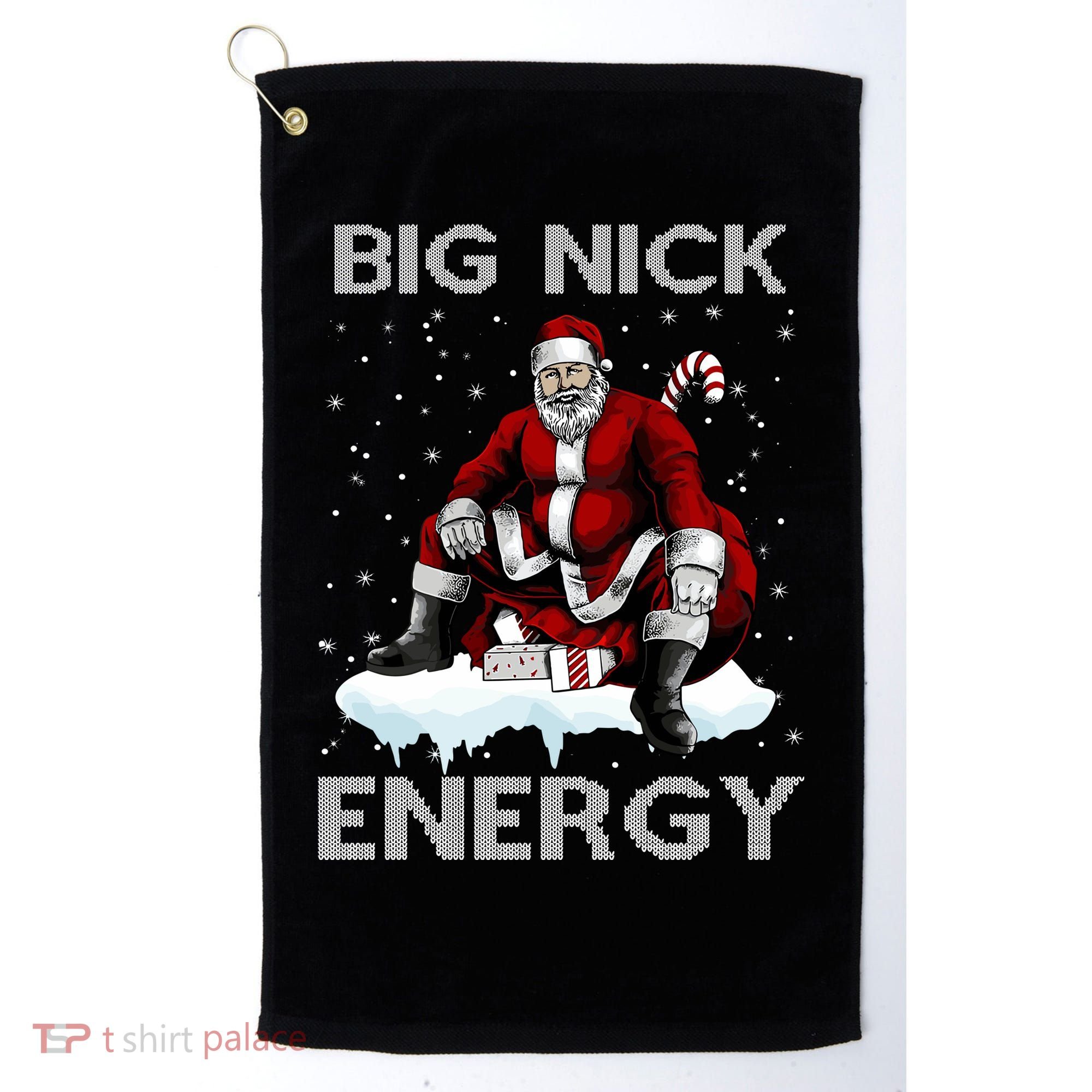 Big Nick Energy Funny Santa Ugly Christmas Xmas Golf Towel