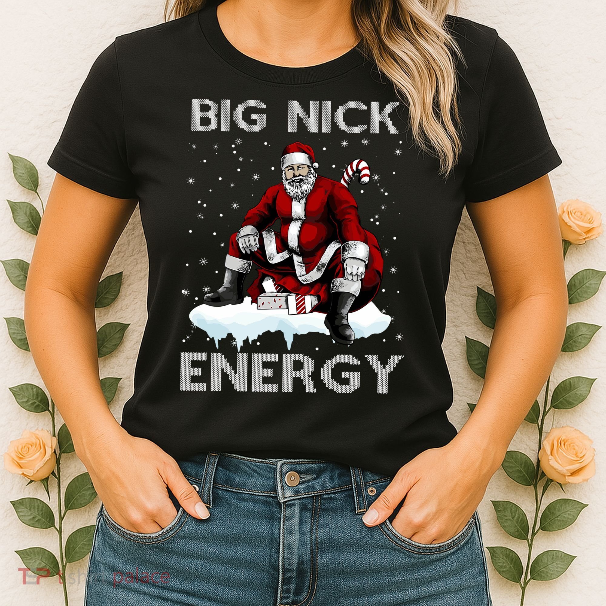 Big Nick Energy Funny Santa Ugly Christmas Xmas Women's T-Shirt