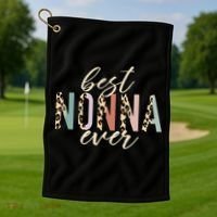 Best Nonna Ever Gifts Leopard Print Mothers Day Golf Towel thumb 1