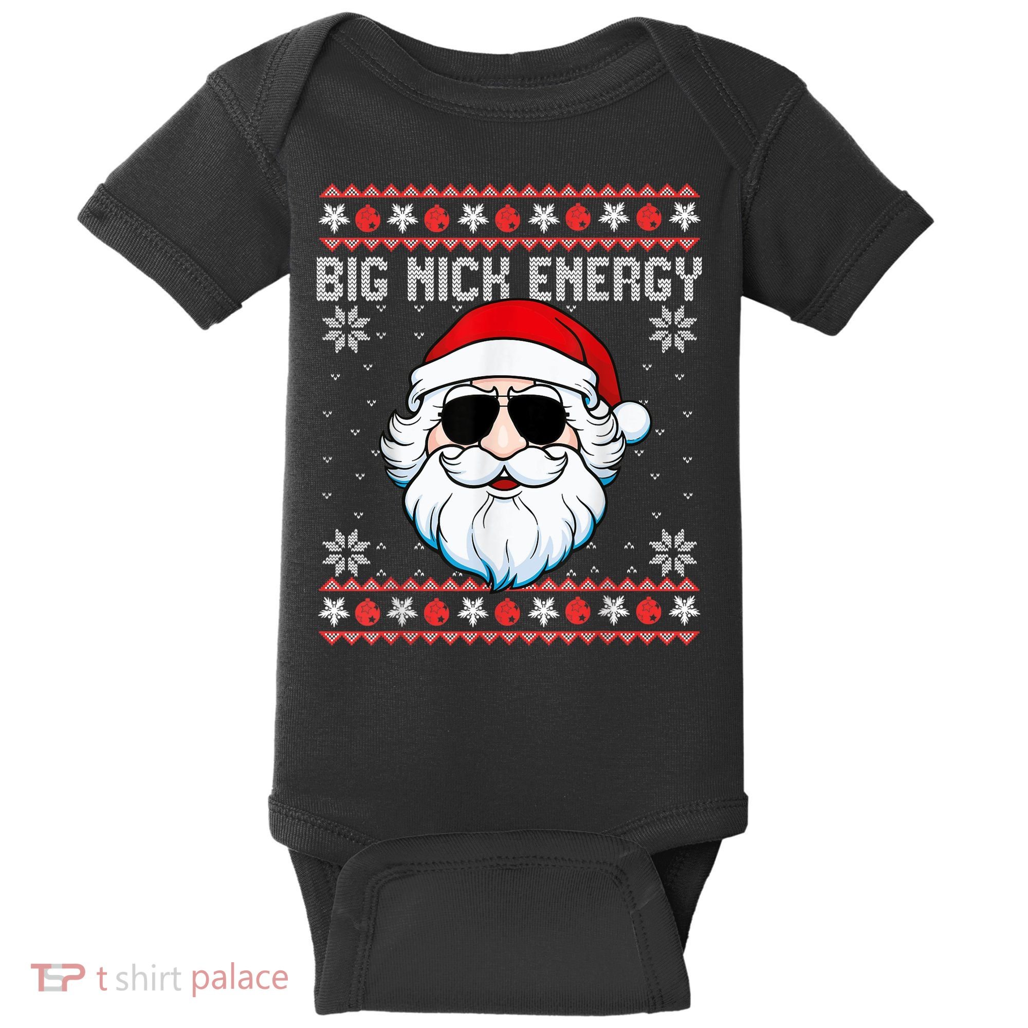 Big Nick Energy Santa Ugly Christmas Sweater Baby Bodysuit
