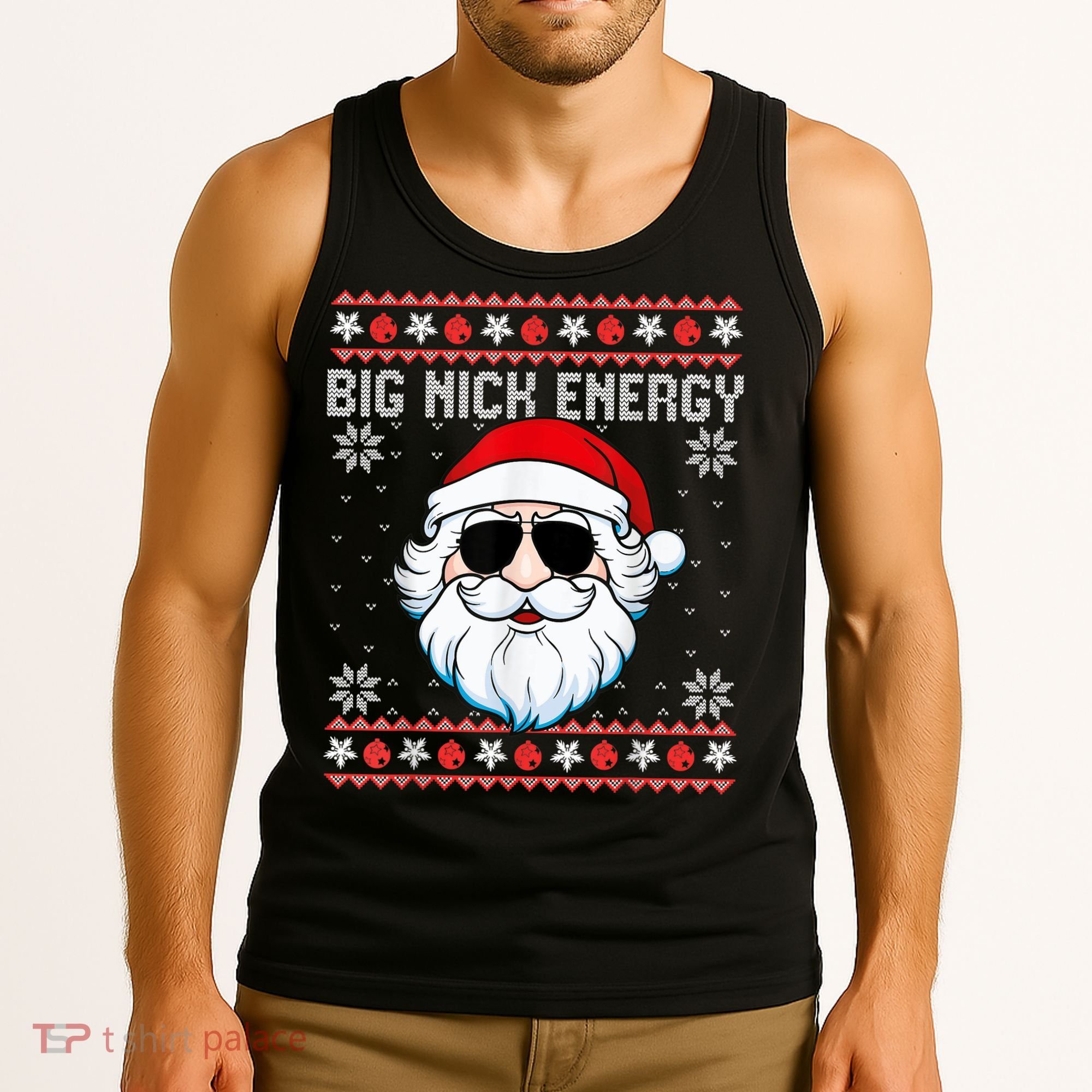 Big Nick Energy Santa Ugly Christmas Sweater Tank Top