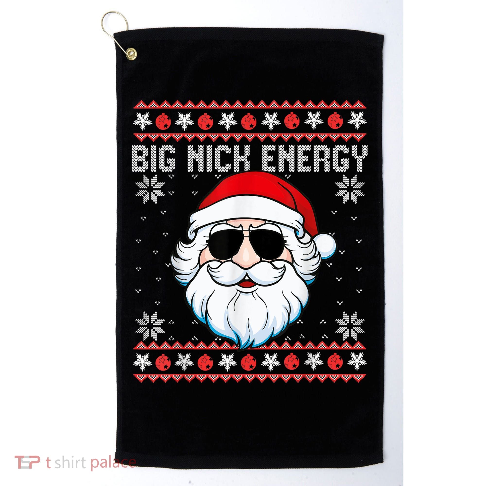 Big Nick Energy Santa Ugly Christmas Sweater Golf Towel