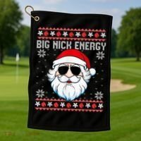 Big Nick Energy Santa Ugly Christmas Sweater Golf Towel thumb 1