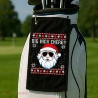 Big Nick Energy Santa Ugly Christmas Sweater Golf Towel thumb 2