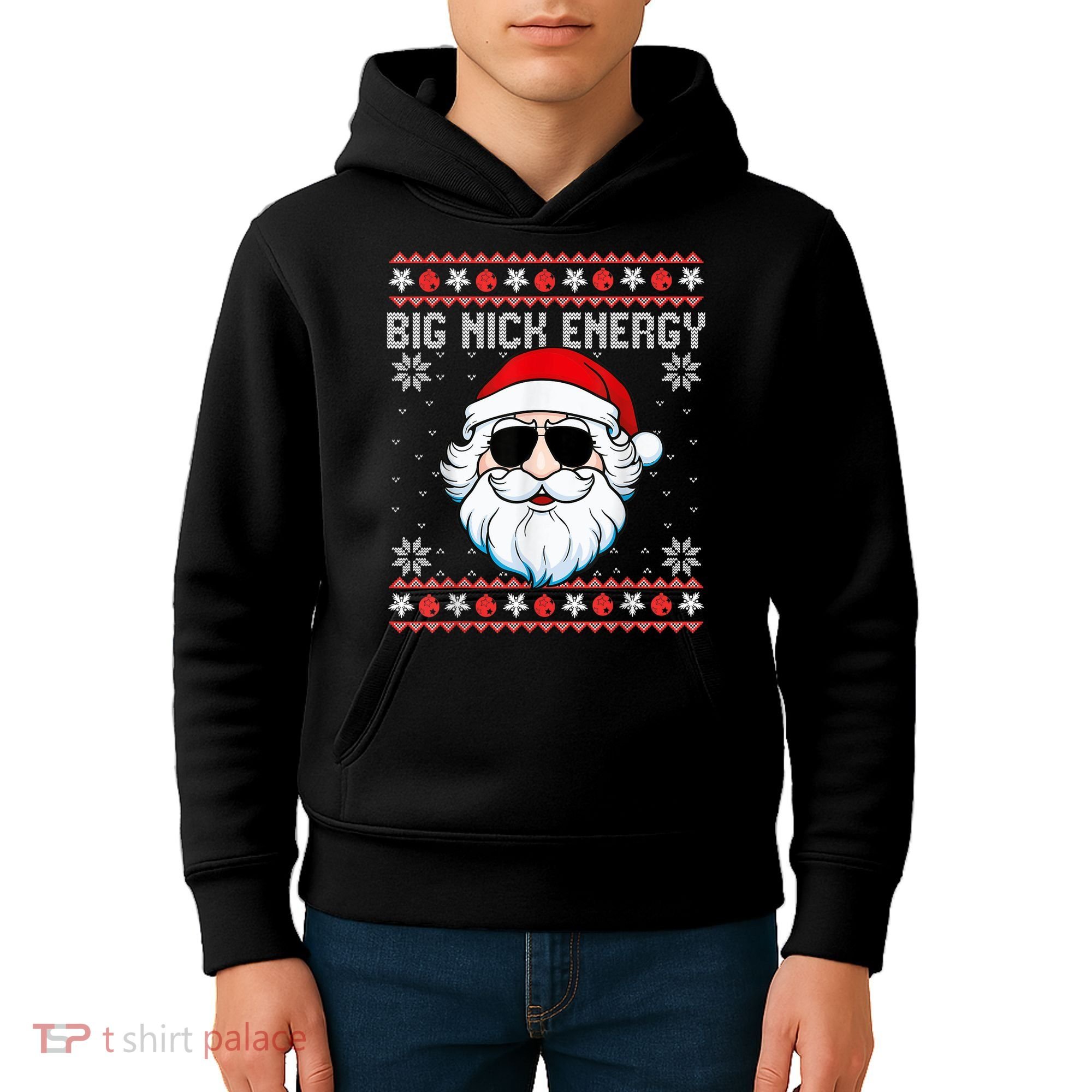 Big Nick Energy Santa Ugly Christmas Sweater Kids Hoodie