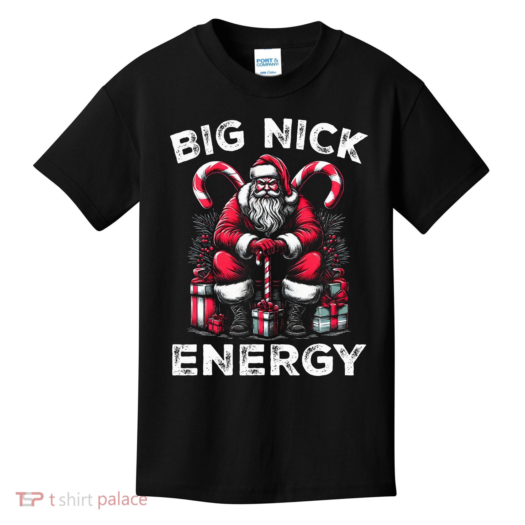 Big Nick Energy Funny Santa Claus Christmas Kids T-Shirt