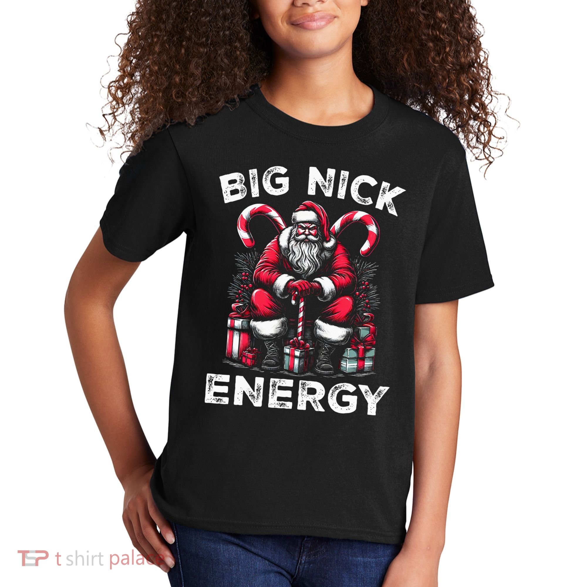 Big Nick Energy Funny Santa Claus Christmas Kids T-Shirt