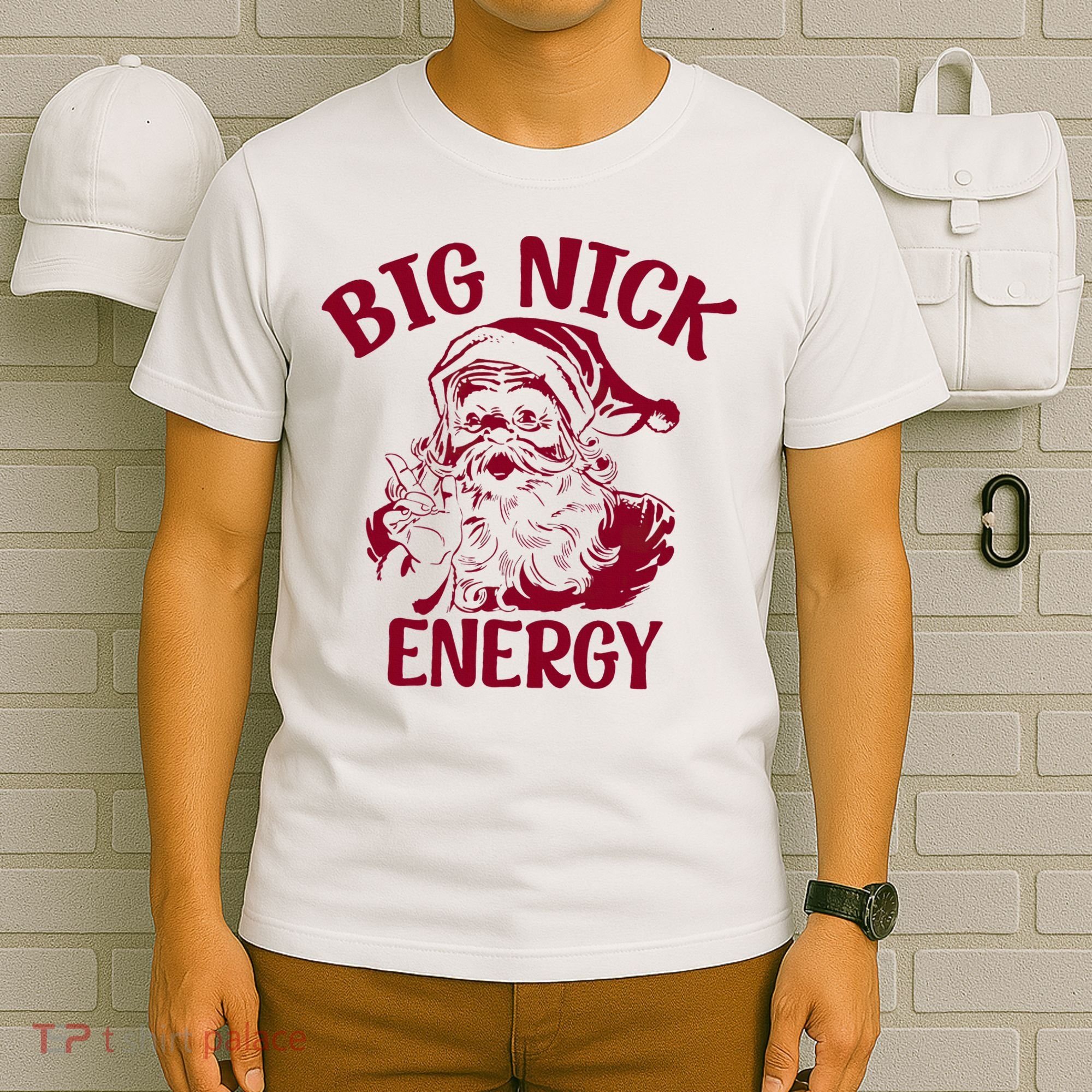 Big Nick Energy Christmas Retro Groovy Funny Vintage Santa  T-Shirt