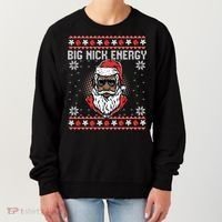 Big Nick Energy African American Santa Ugly Sweater Pullover Hoodie Women's Sweatshirt thumb 0
