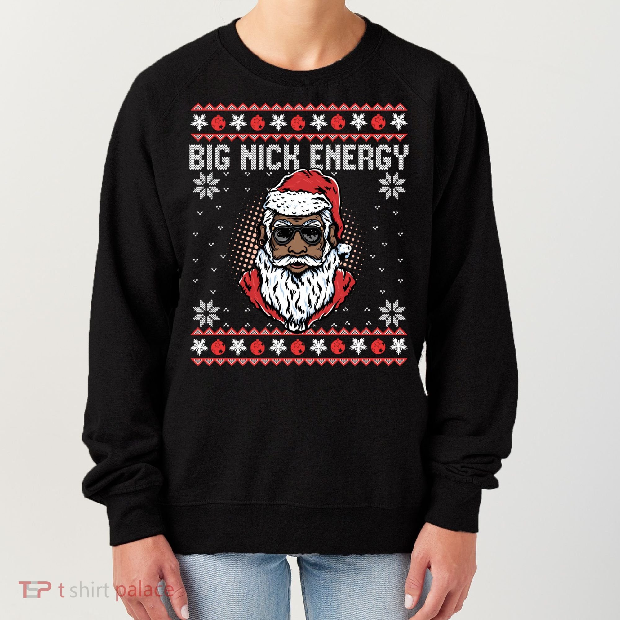 Big Nick Energy African American Santa Ugly Sweater Pullover Hoodie Women's Sweatshirt