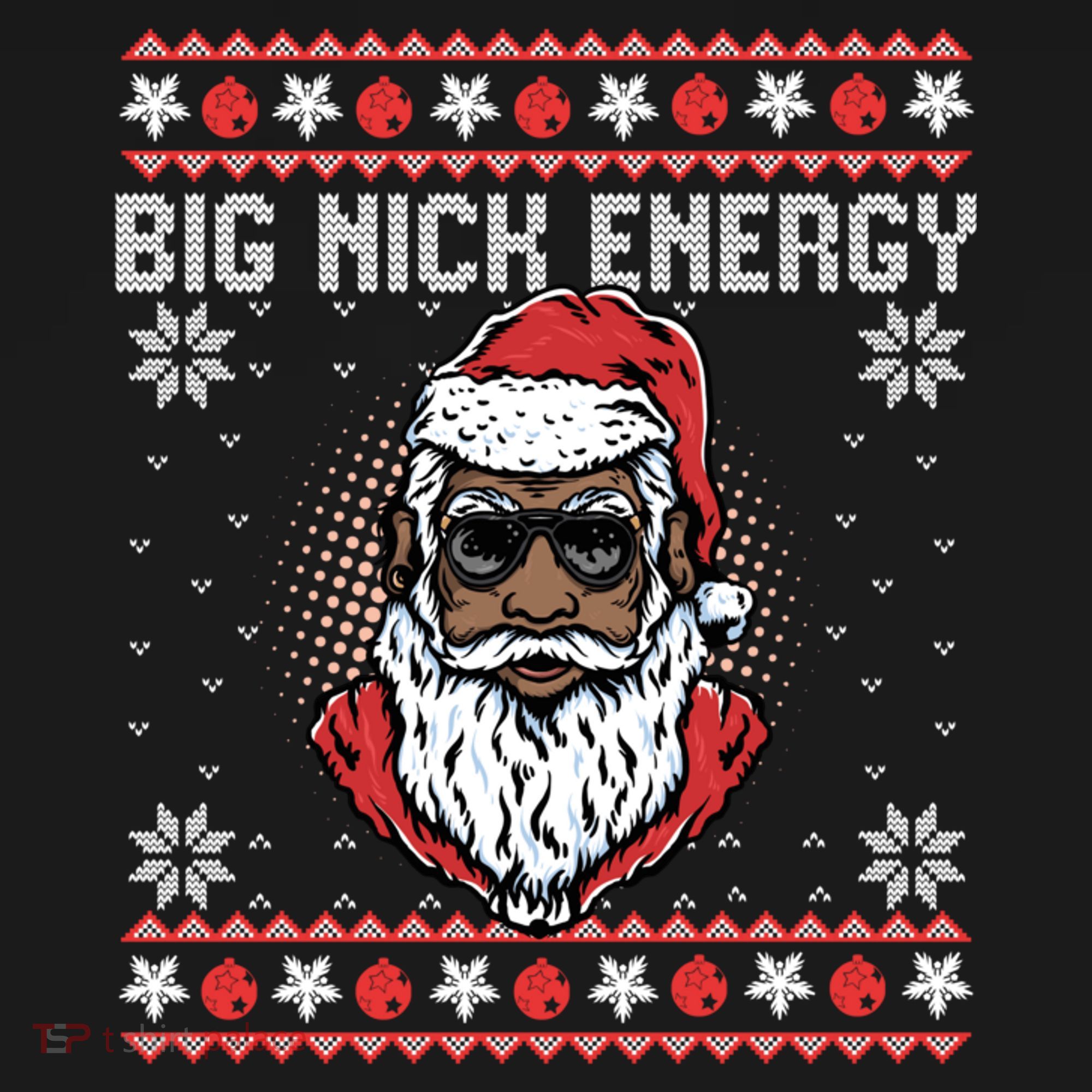 Big Nick Energy African American Santa Ugly Sweater Pullover Hoodie Long Sleeve Shirt
