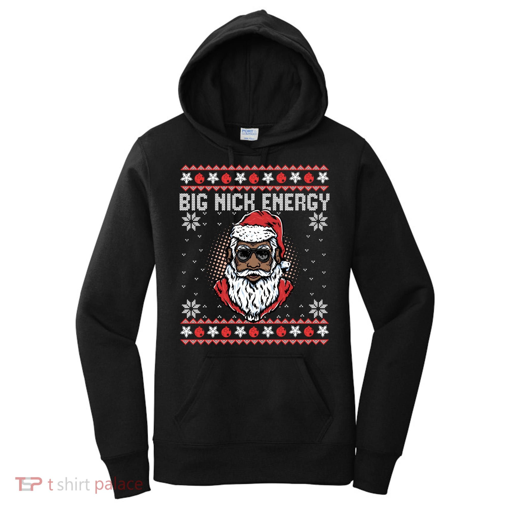 Big Nick Energy African American Santa Ugly Sweater Pullover Hoodie Women's Hoodie