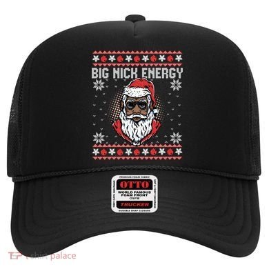 Big Nick Energy African American Santa Ugly Sweater Pullover Hoodie Hat